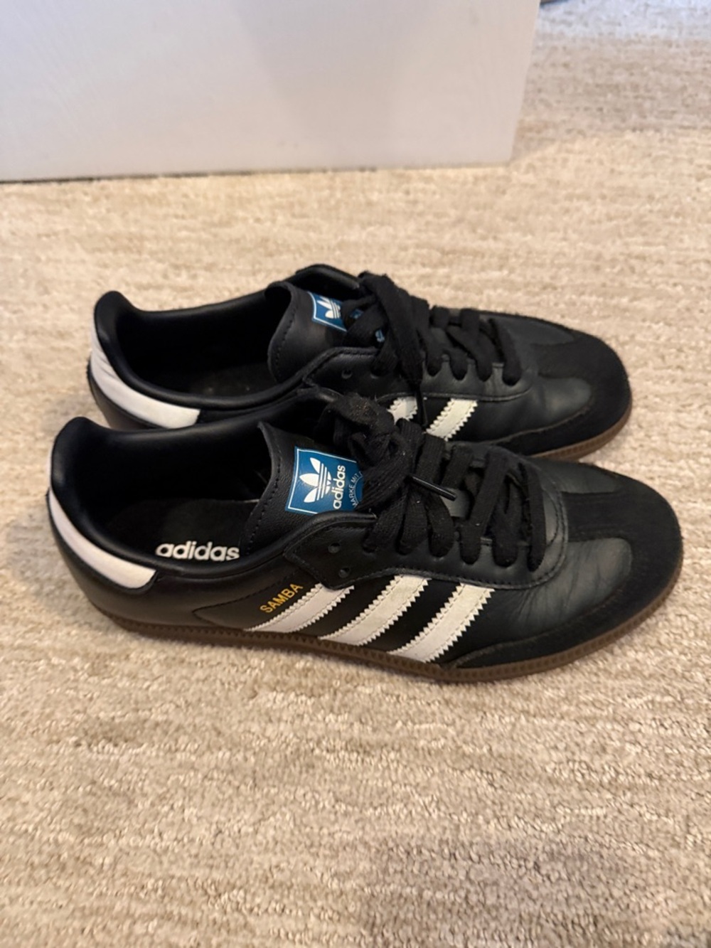 adidas Samba Black with White Stripes Leather Sneakers
